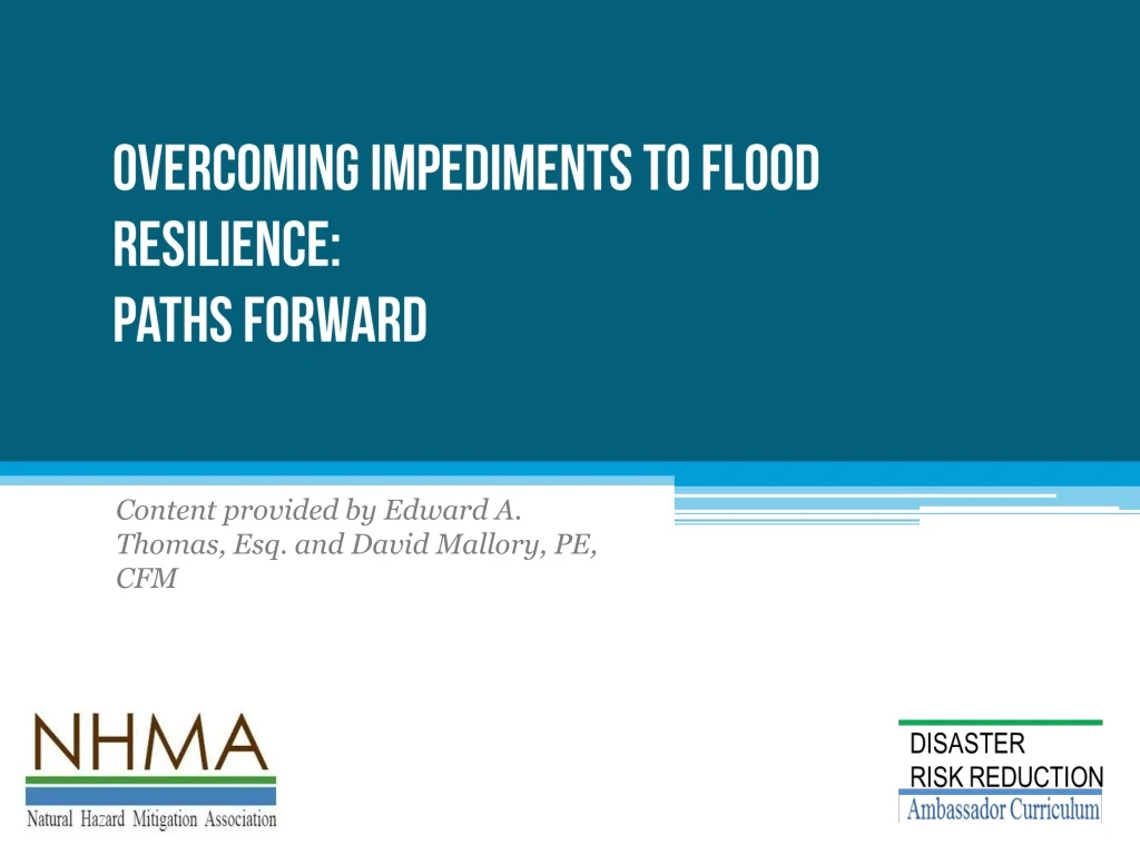 overcoming impediments to flood resilience paths forward