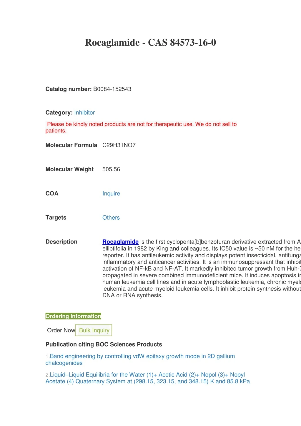 rocaglamide cas 84573 16 0