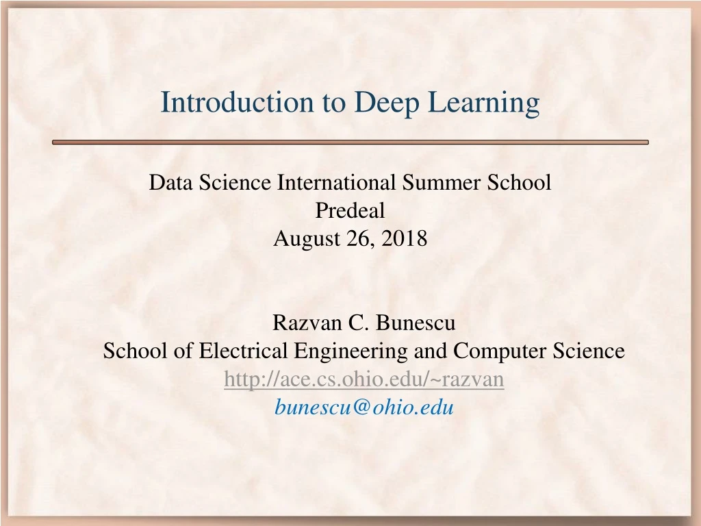 introduction to deep learning