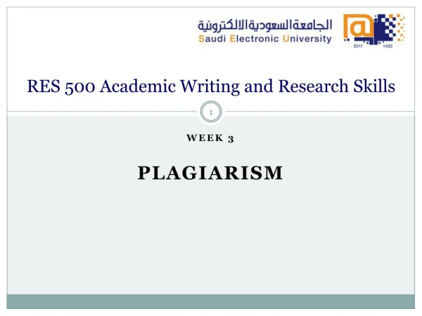 RES 500 Academic Writing and Research Skills