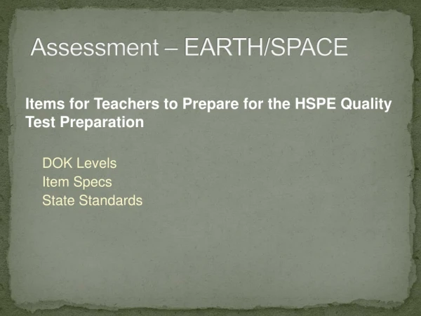 Assessment – EARTH/SPACE