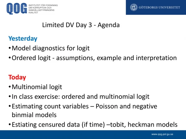 Limited DV Day 3 - Agenda
