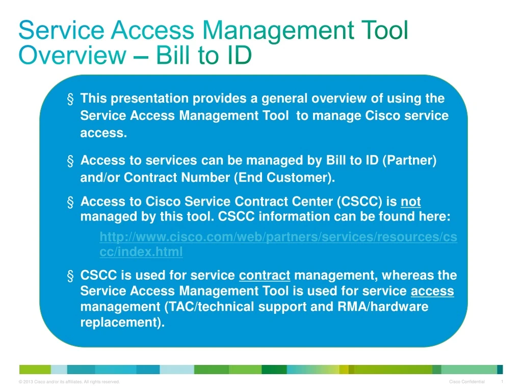 service access management tool overview bill to id