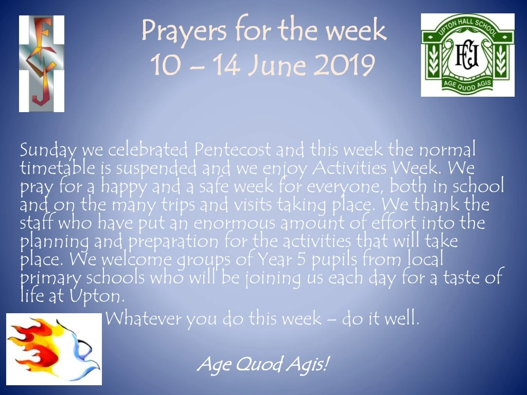 prayers for the week 10 14 june 2019