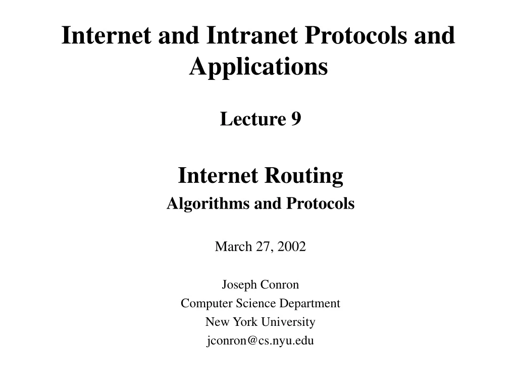 internet and intranet protocols and applications