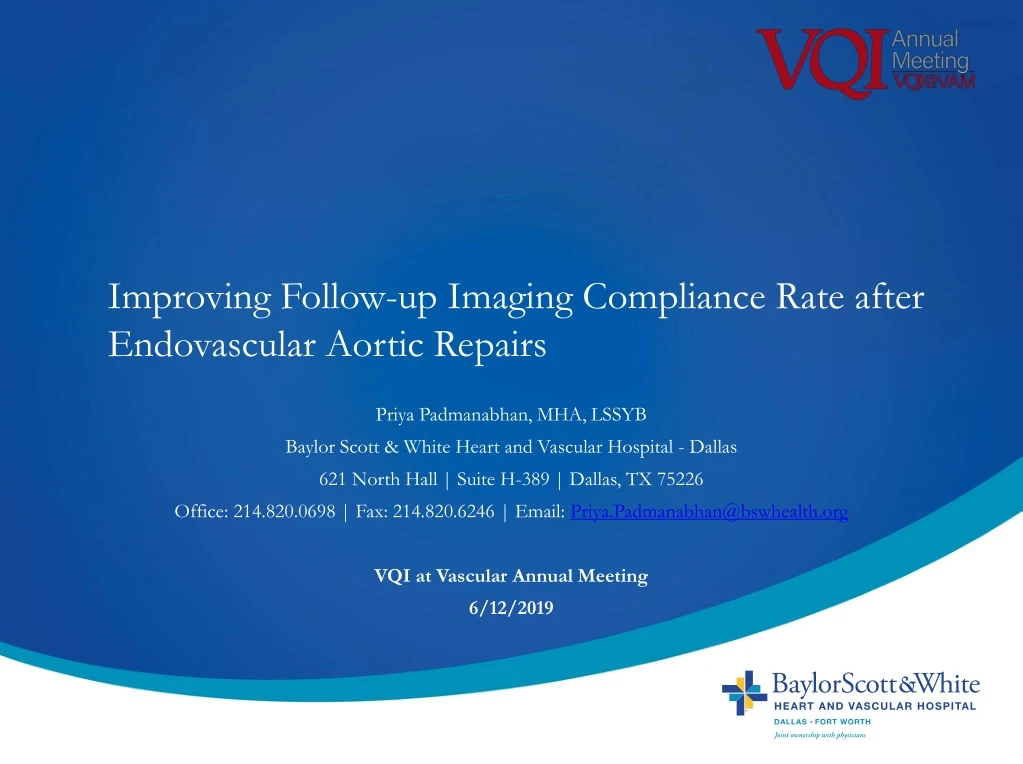improving follow up imaging compliance rate after endovascular aortic repairs