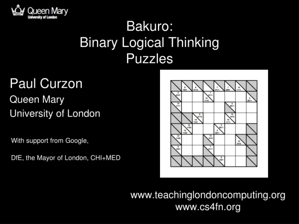Bakuro: Binary Logical Thinking Puzzles