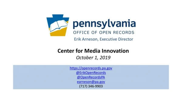 Center for Media Innovation October 1, 2019