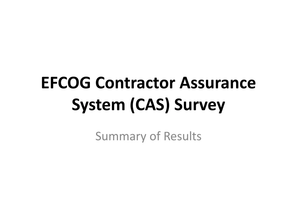 efcog contractor assurance system cas survey