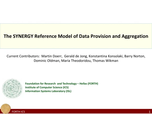 The SYNERGY Reference Model of Data Provision and Aggregation