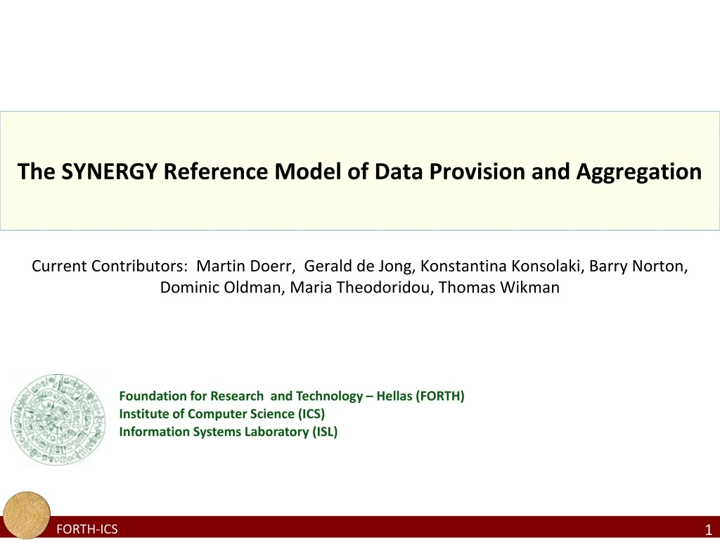 the synergy reference model of data provision and aggregation