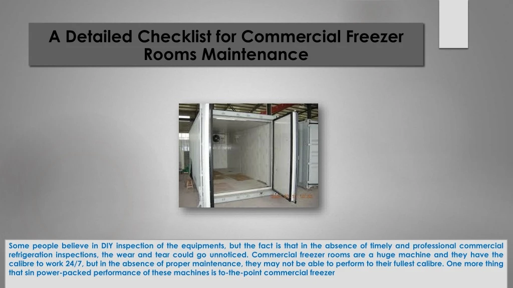 a detailed checklist for commercial freezer rooms maintenance
