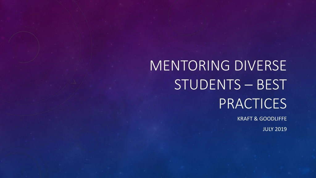 mentoring diverse students best practices