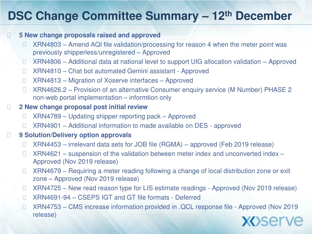 dsc change committee summary 12 th december