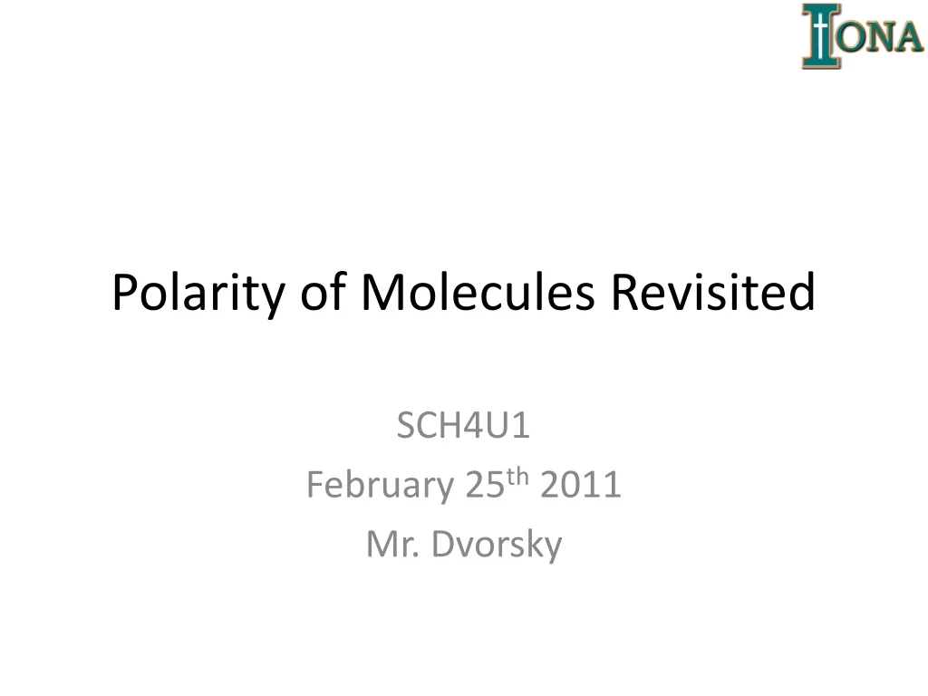 polarity of molecules revisited