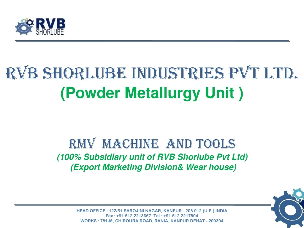 rvb shorlube industries pvt ltd powder metallurgy