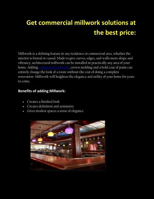 Get commercial millwork solutions at the best price: