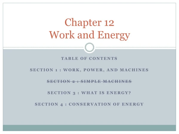 Chapter 12 Work and Energy