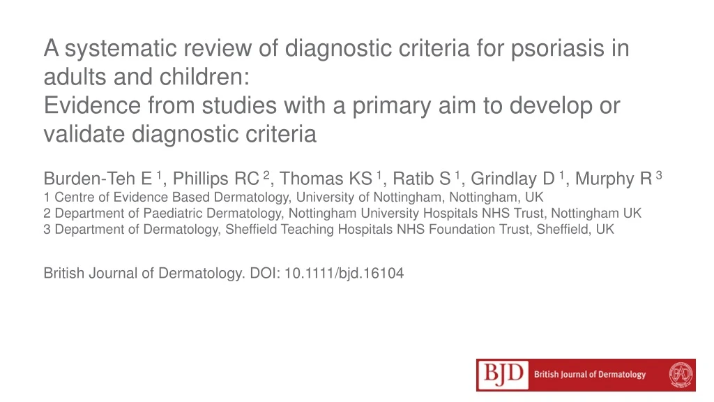 a systematic review of diagnostic criteria