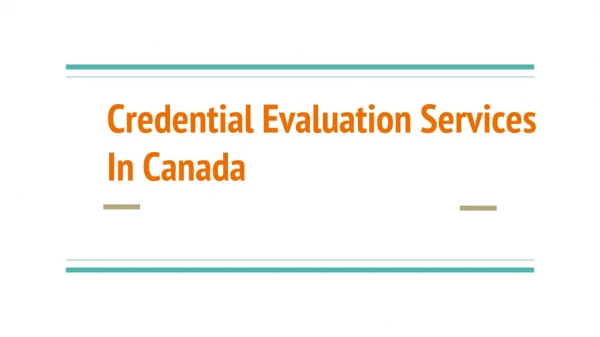 Credential evaluation services in Canada
