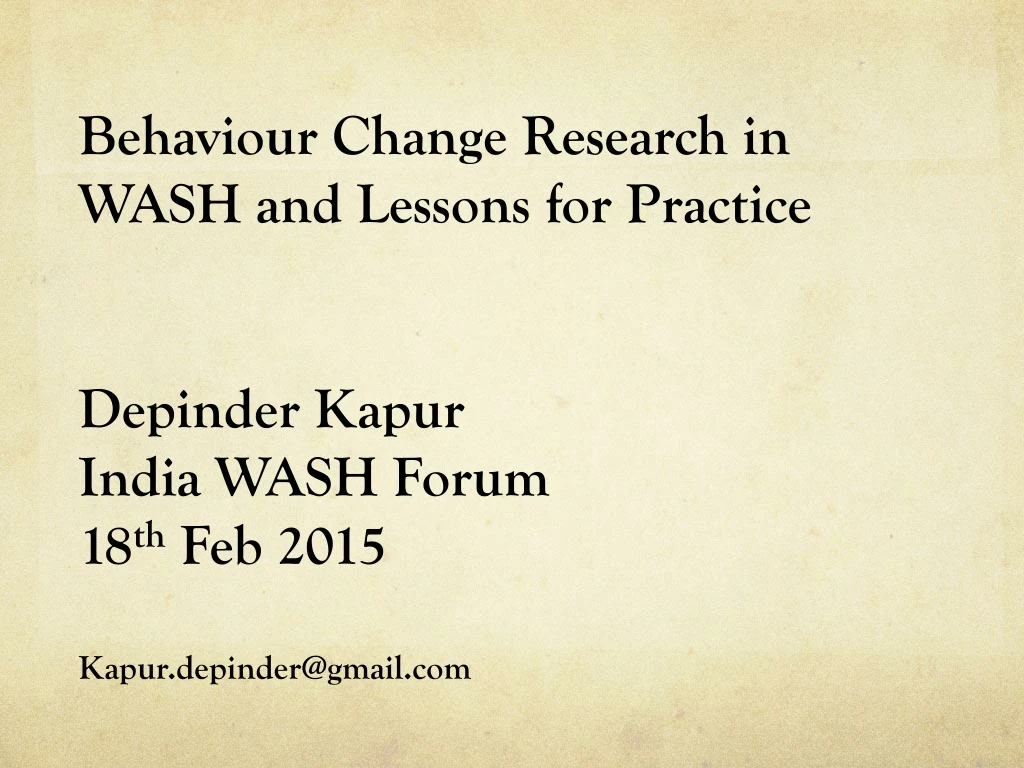 behaviour change research in wash and lessons