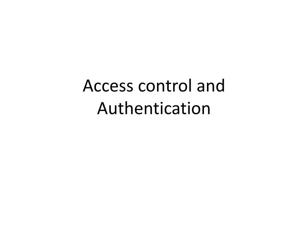 access control and authentication