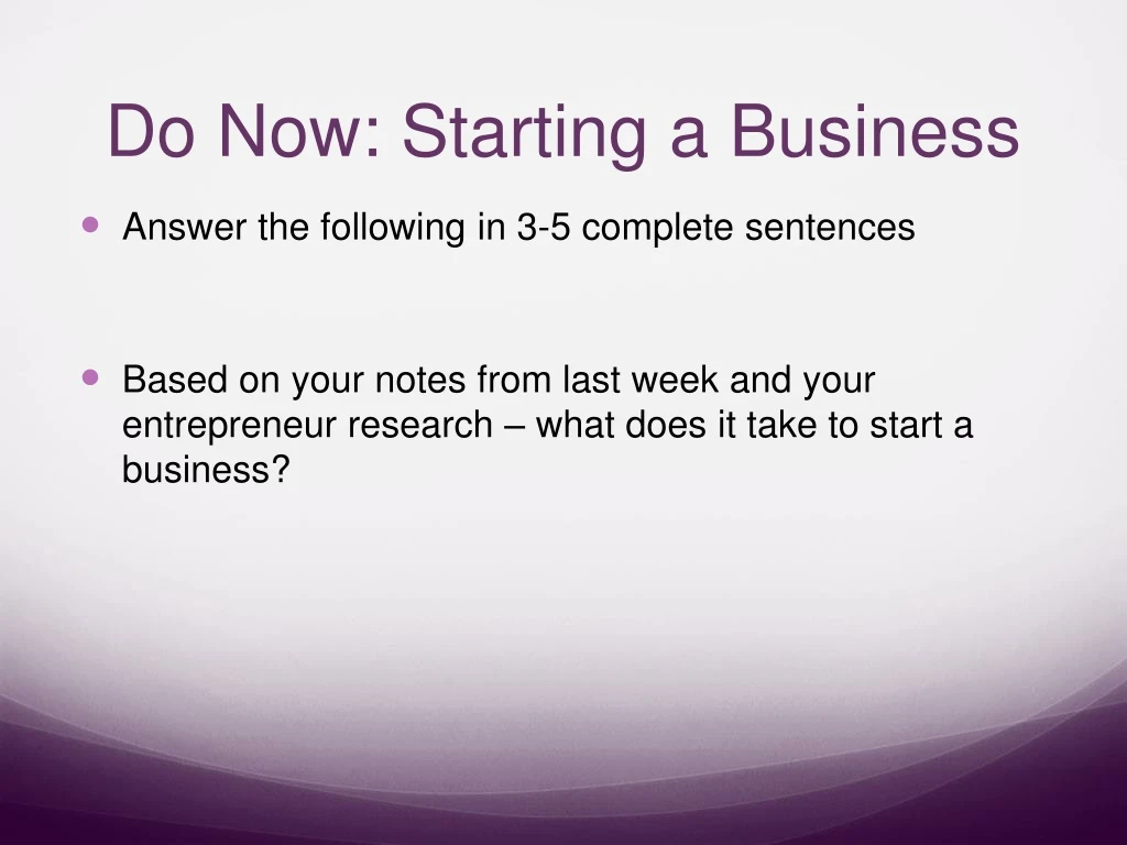 do now starting a business