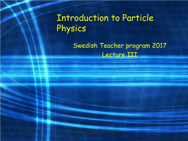 Introduction to Particle Physics