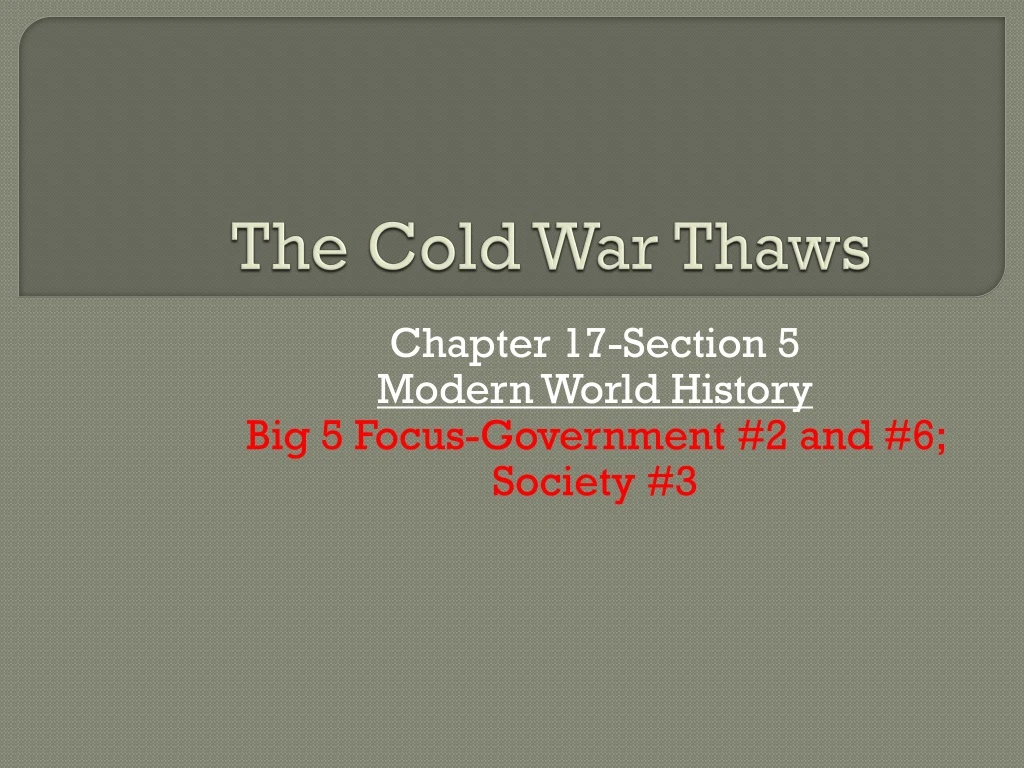 the cold war thaws