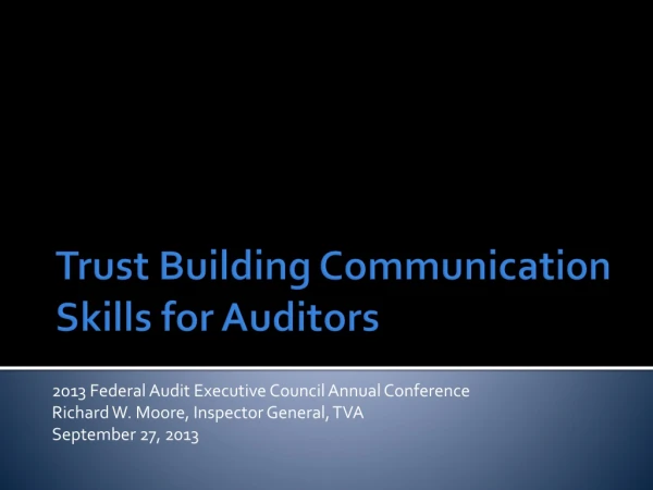 Trust Building Communication Skills for Auditors