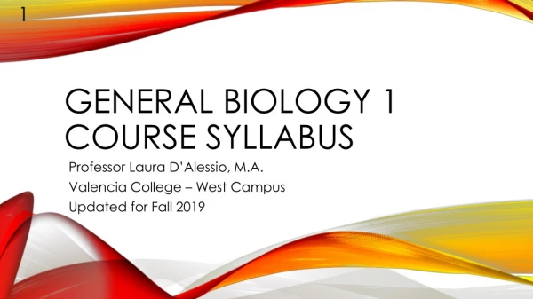 General Biology 1 Course Syllabus