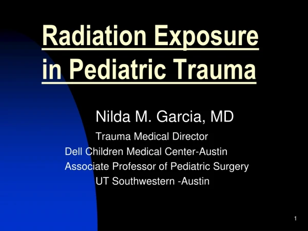 Radiation Exposure in Pediatric Trauma