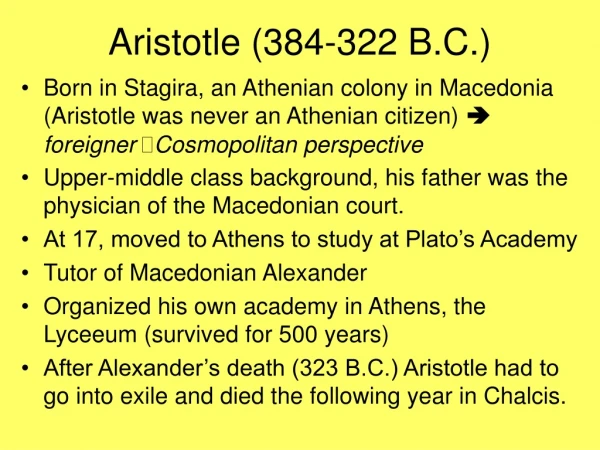 Aristotle (384-322 B.C.)