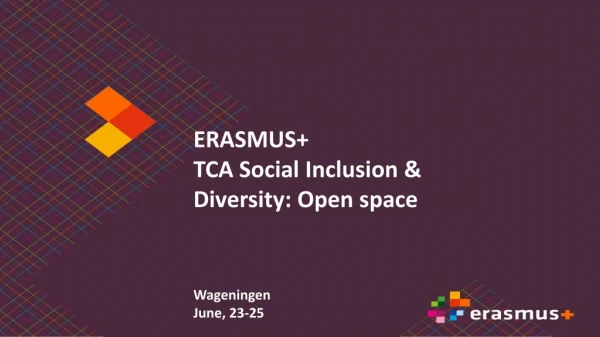 ERASMUS+ TCA Social Inclusion &amp; Diversity : Open space Wageningen June , 23-25