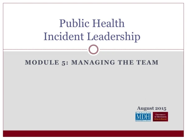 Public Health Incident Leadership