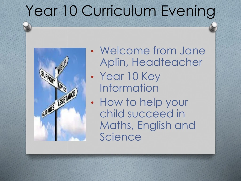 year 10 curriculum evening