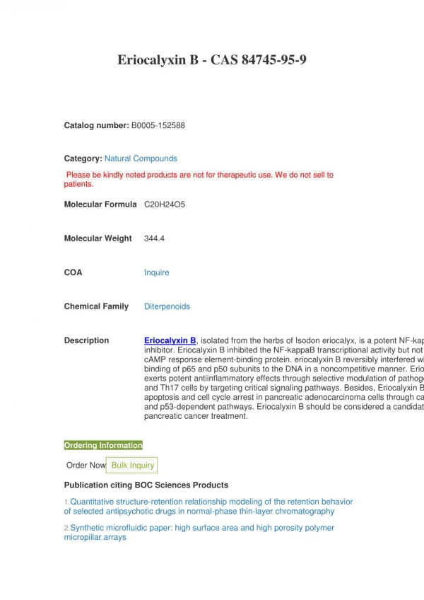 eriocalyxin b cas 84745 95 9