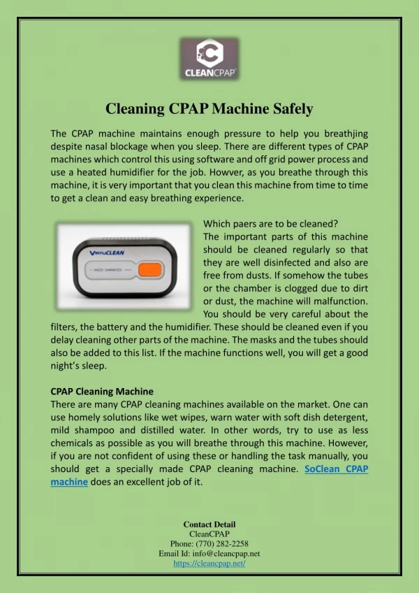 Cleaning CPAP Machine Safely