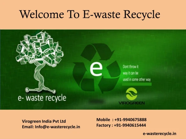 E waste recycling services in India