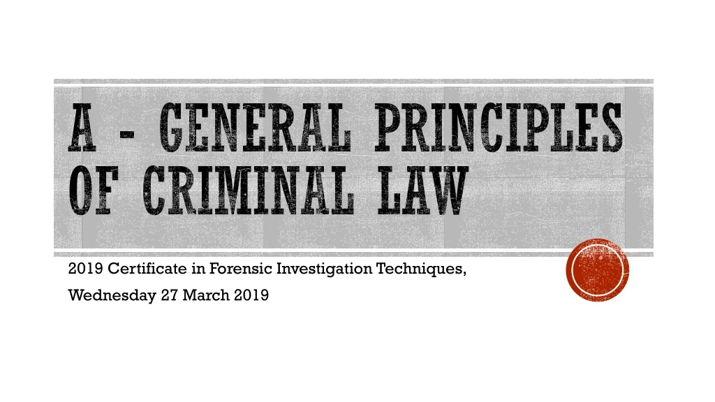a general principles of criminal law