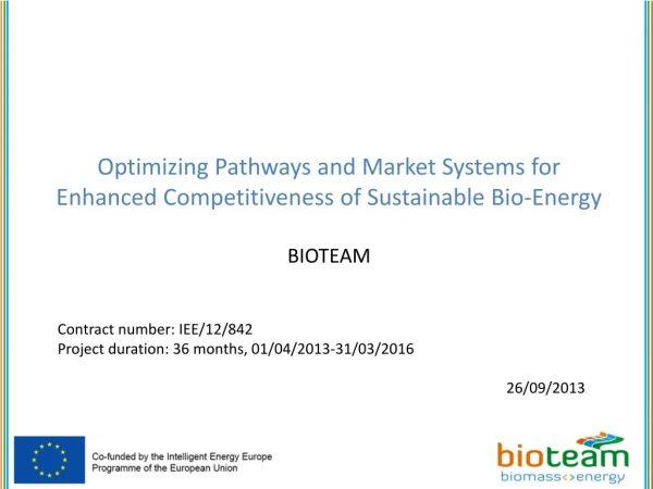 Optimizing Pathways and Market Systems for Enhanced Competitiveness of Sustainable Bio-Energy