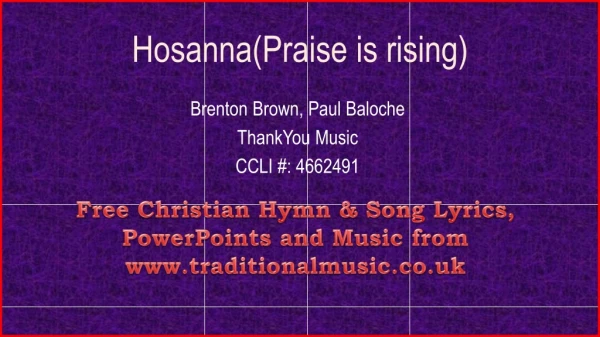 Hosanna(Praise is rising)