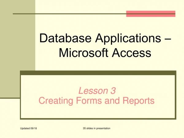 Database Applications – Microsoft Access