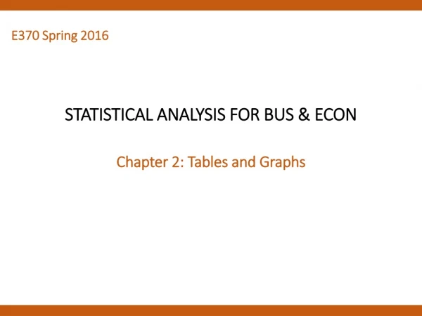 STATISTICAL ANALYSIS FOR BUS &amp; ECON Chapter 2 : Tables and Graphs