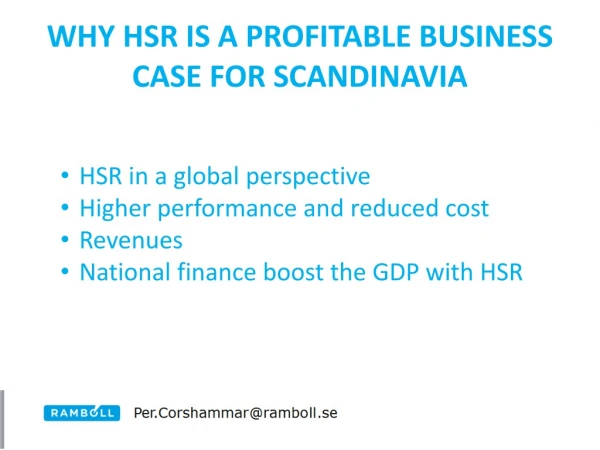 WHY HSR IS A PROFITABLE BUSINESS CASE FOR SCANDINAVIA