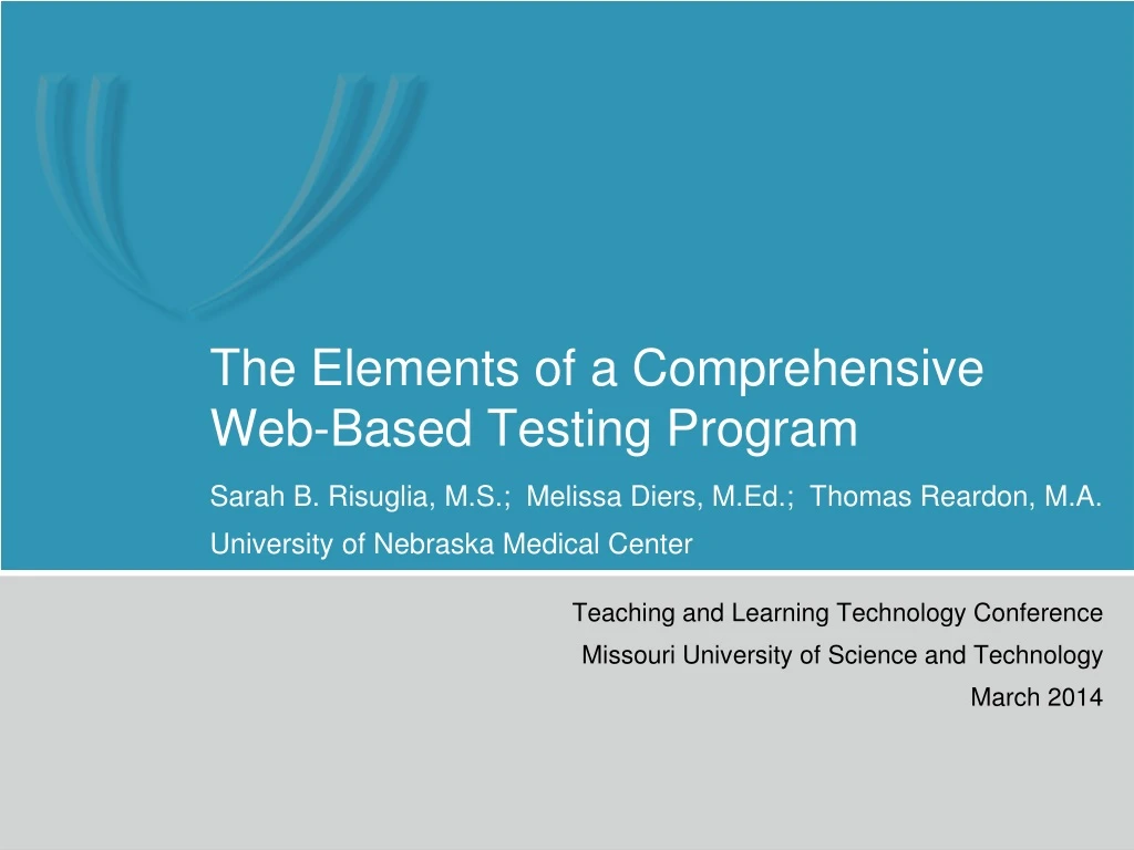the elements of a comprehensive web based testing program