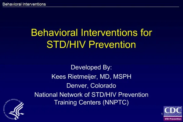 Behavioral Interventions for STD