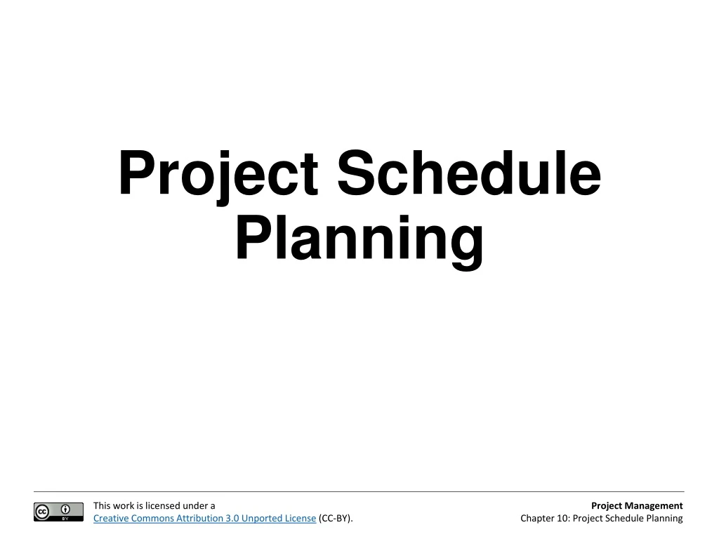 project schedule planning
