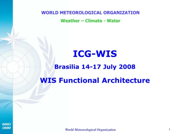 ICG-WIS Brasilia 14-17 July 2008 WIS Functional Architecture