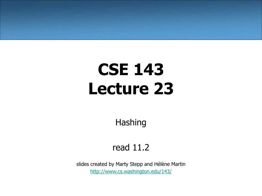 cse 143 lecture 23